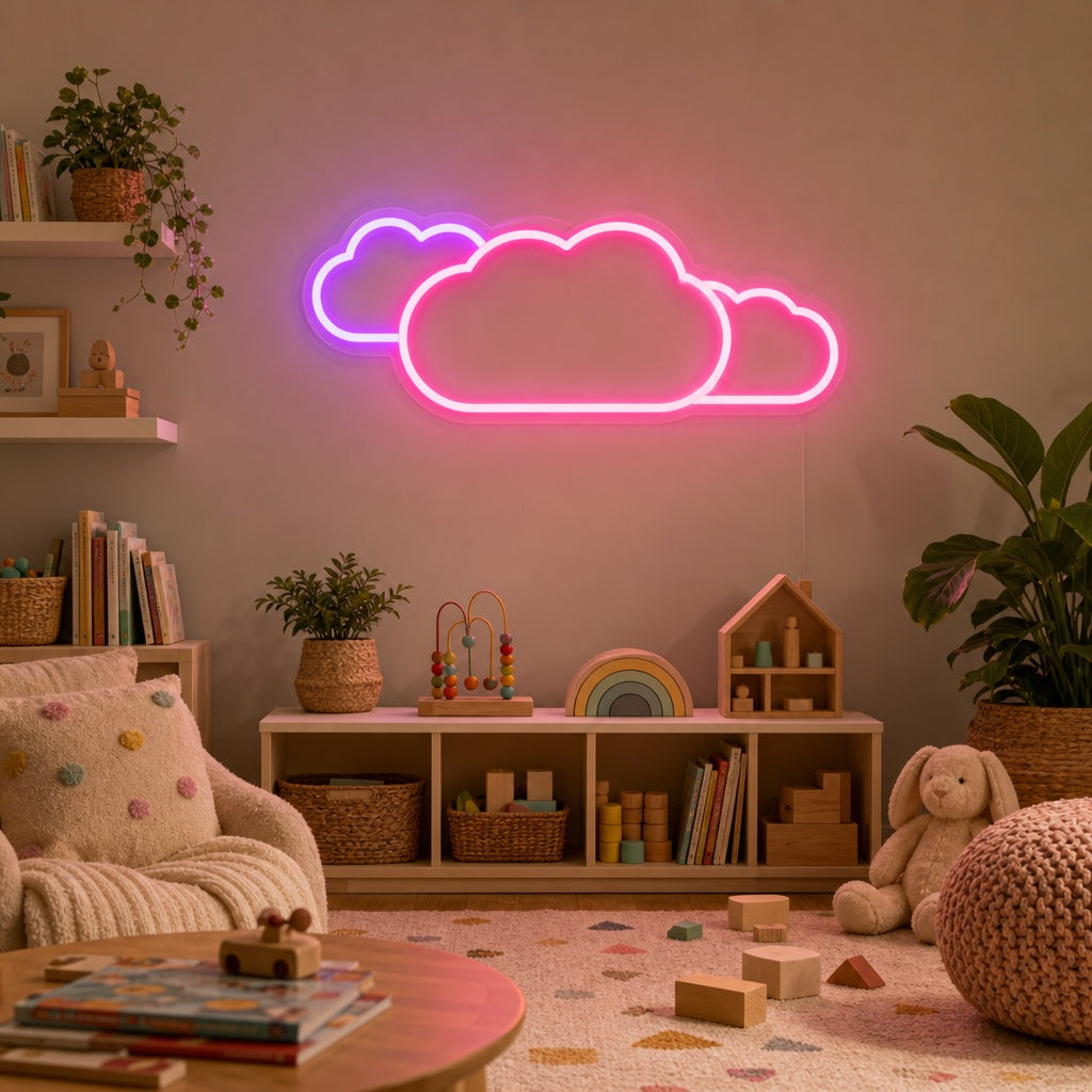"Nuage, Décoration De Chambre D'Enfant" Enseigne Lumineuse en Néon