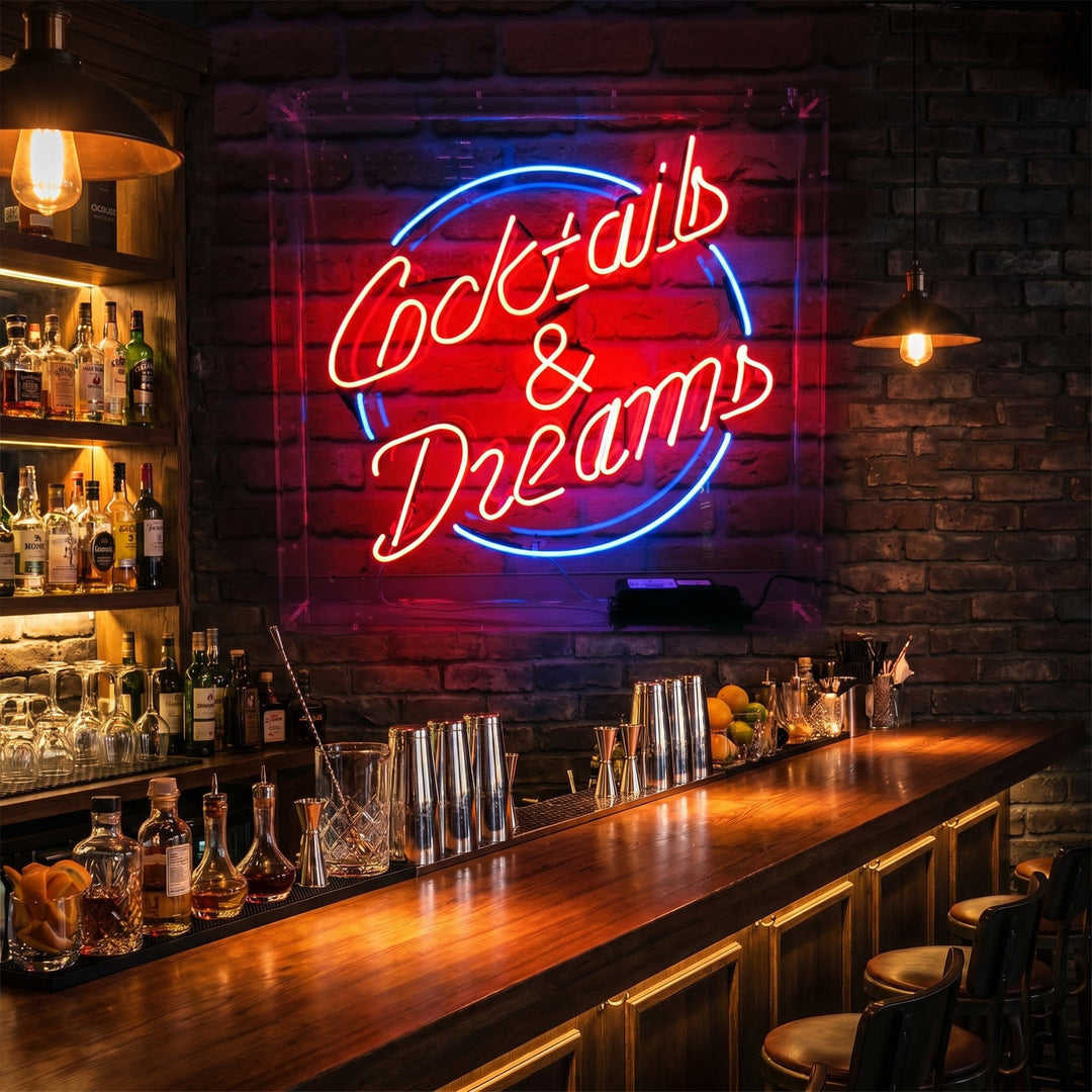 "Cocktails And Dreams" Enseigne Lumineuse en Néon
