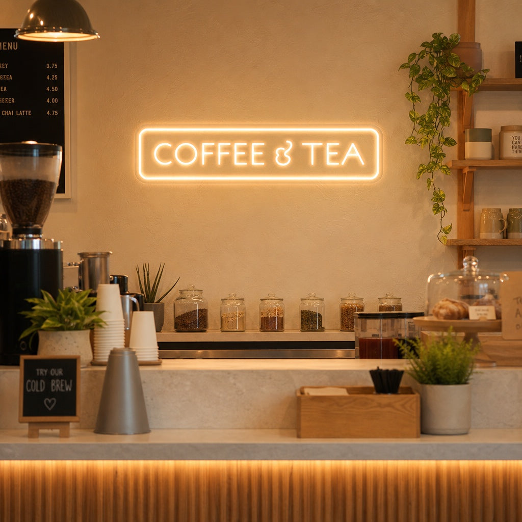"Coffee And Tea" Enseigne Lumineuse en Néon