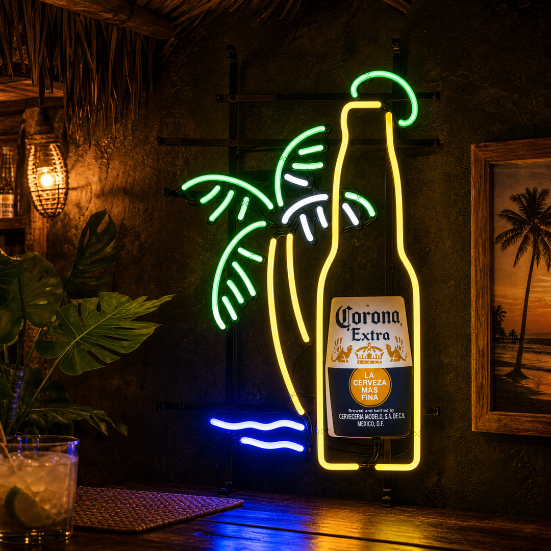 Corona Extra Bottle Palm Tree Beer Enseigne Lumineuse en Néon