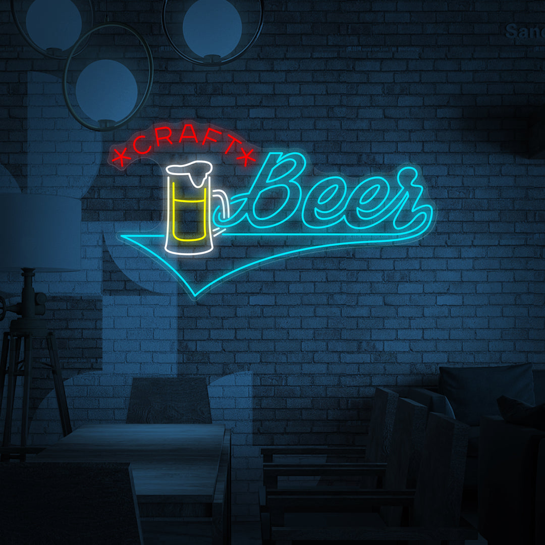 "Craft Beer Tasse Bar" Enseigne Lumineuse en Néon
