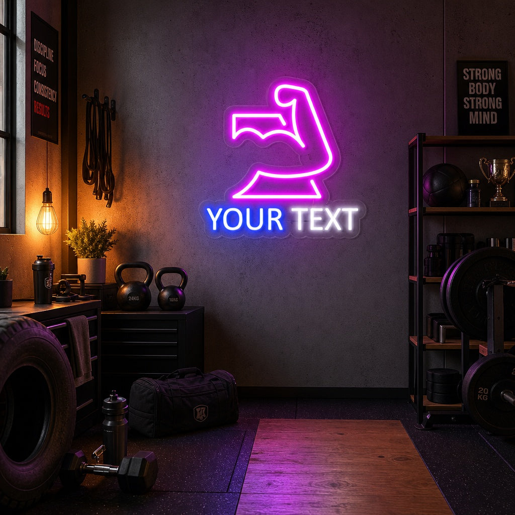 "Personnaliser Your Text Muscle Gym Club" Enseigne Lumineuse en Néon