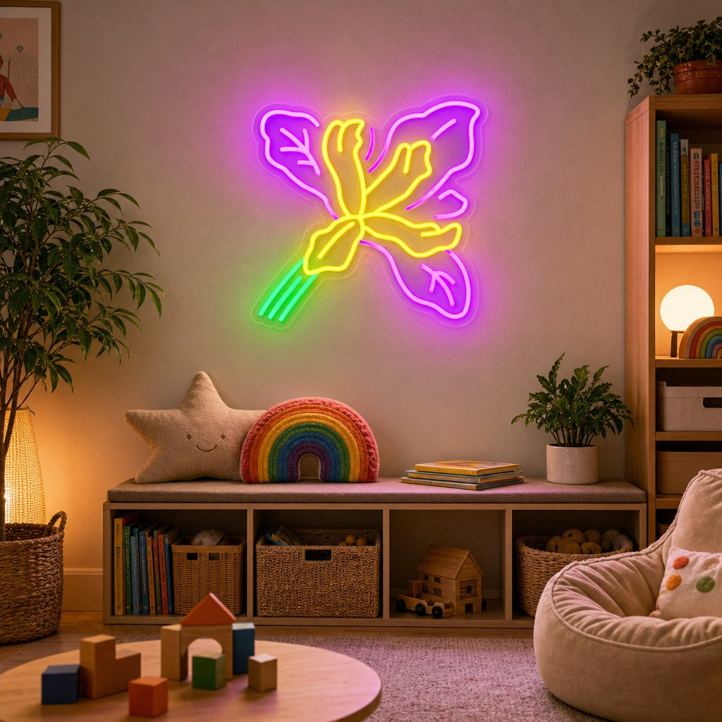 "Plante Et Fleur D'Iris De Douglas" Enseigne Lumineuse en Néon