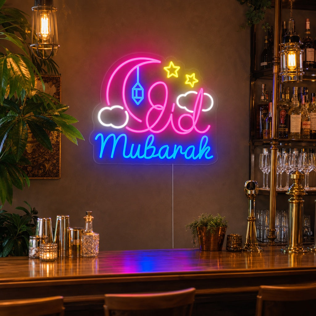 "Eid Mubarak" Enseigne Lumineuse en Néon