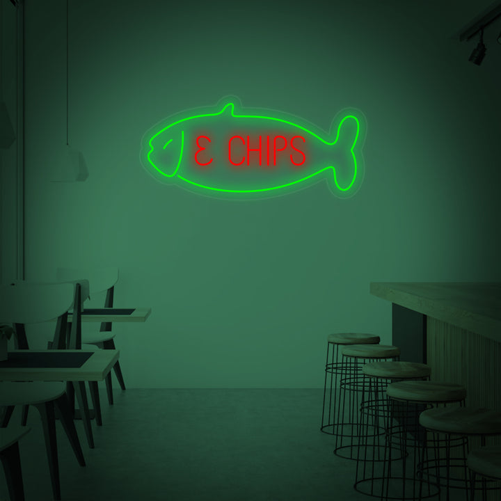 "Fish & Chips, poisson" Lumineuse en Néon