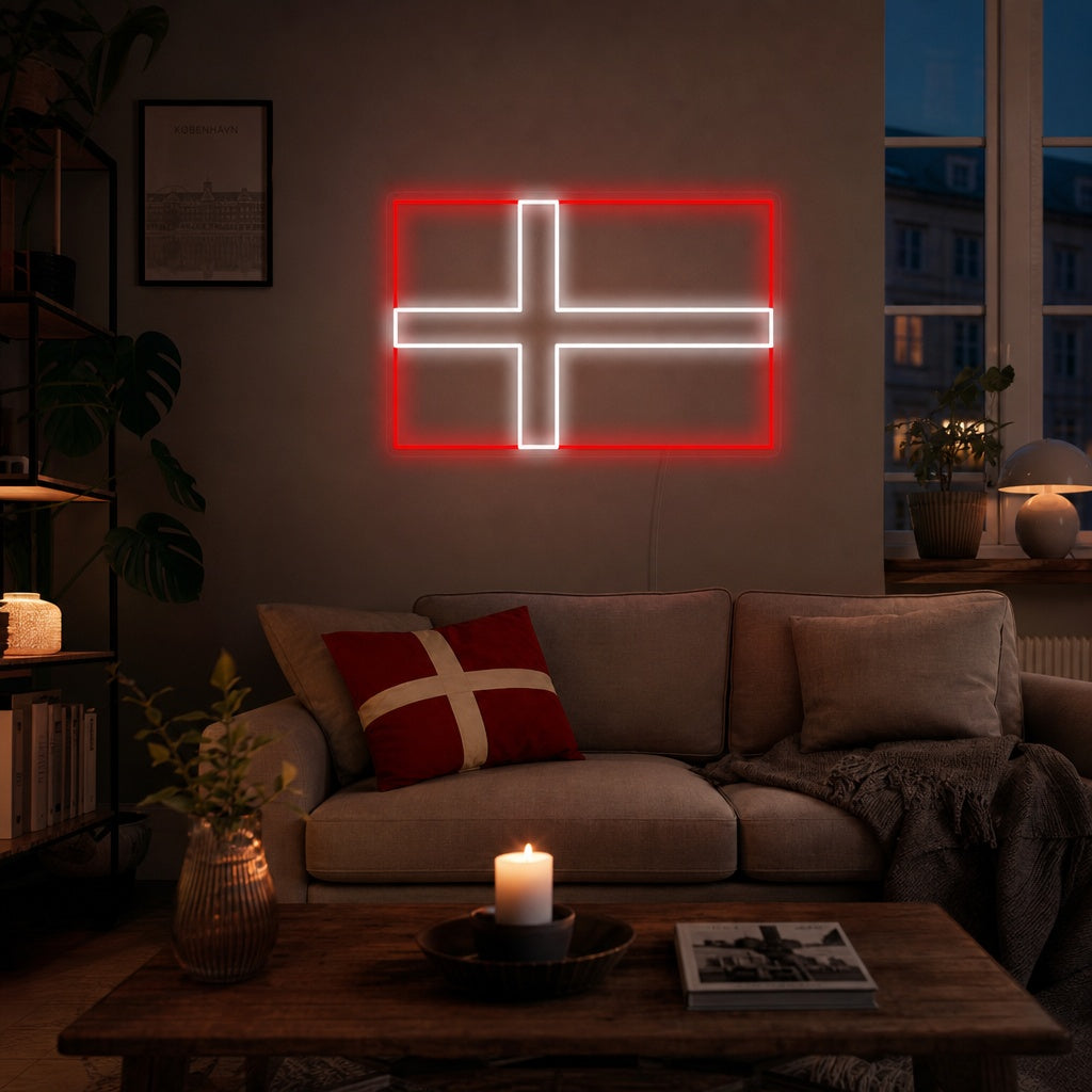 "Drapeau Du Danemark" Enseigne Lumineuse en Néon