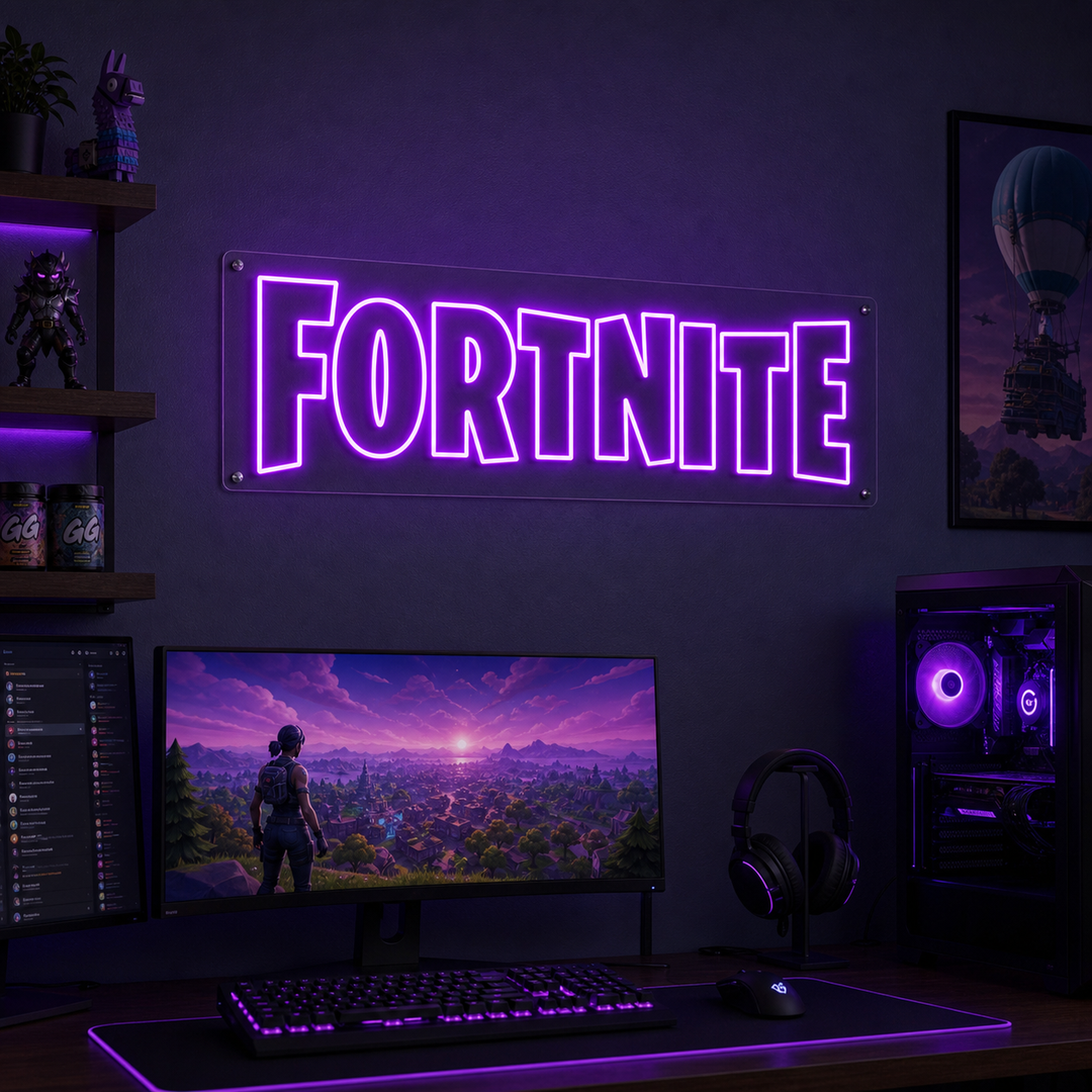 "Fortnite, Décoration De Joueur" Enseigne Lumineuse en Néon
