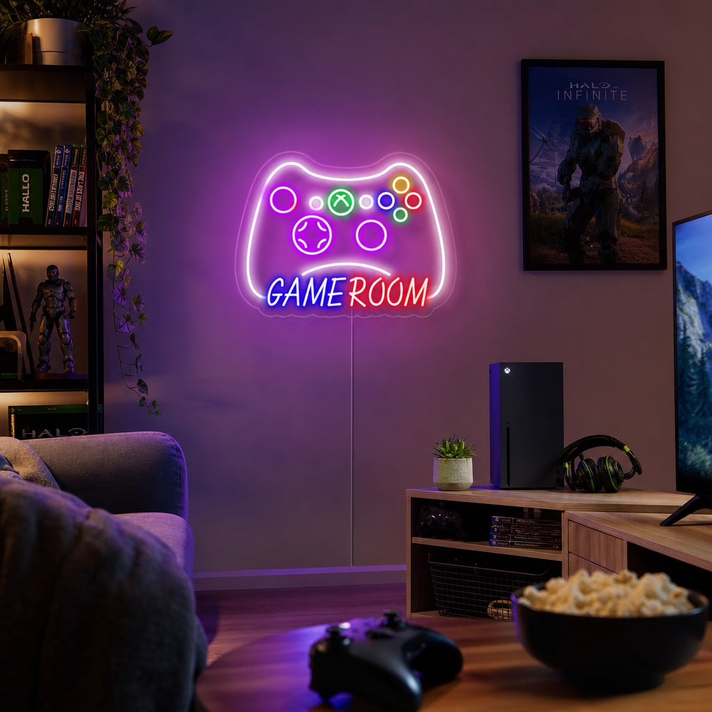 "Game Room, Décoration Murale De Jeu" Enseigne Lumineuse en Néon