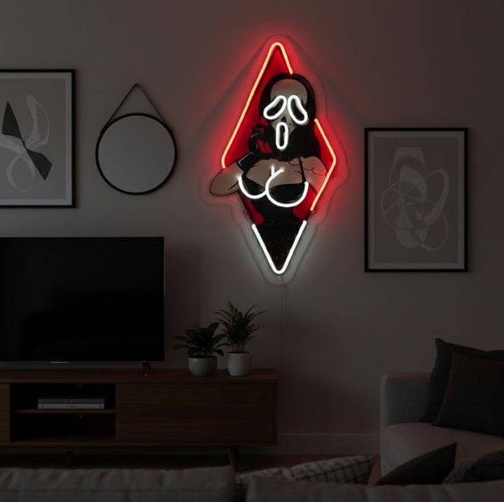 "Face fantôme Lady, femme sexy" Enseigne néon LED imprimée UV