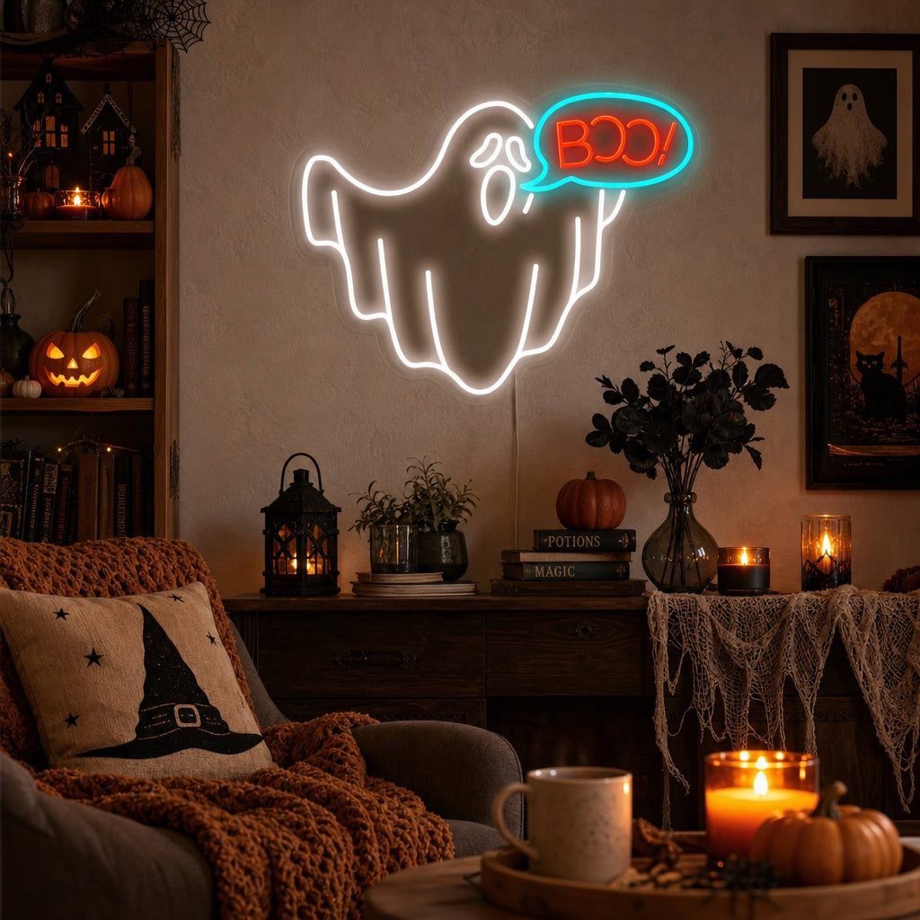 "boo, Fantôme, Halloween" Lumineuse en Néon