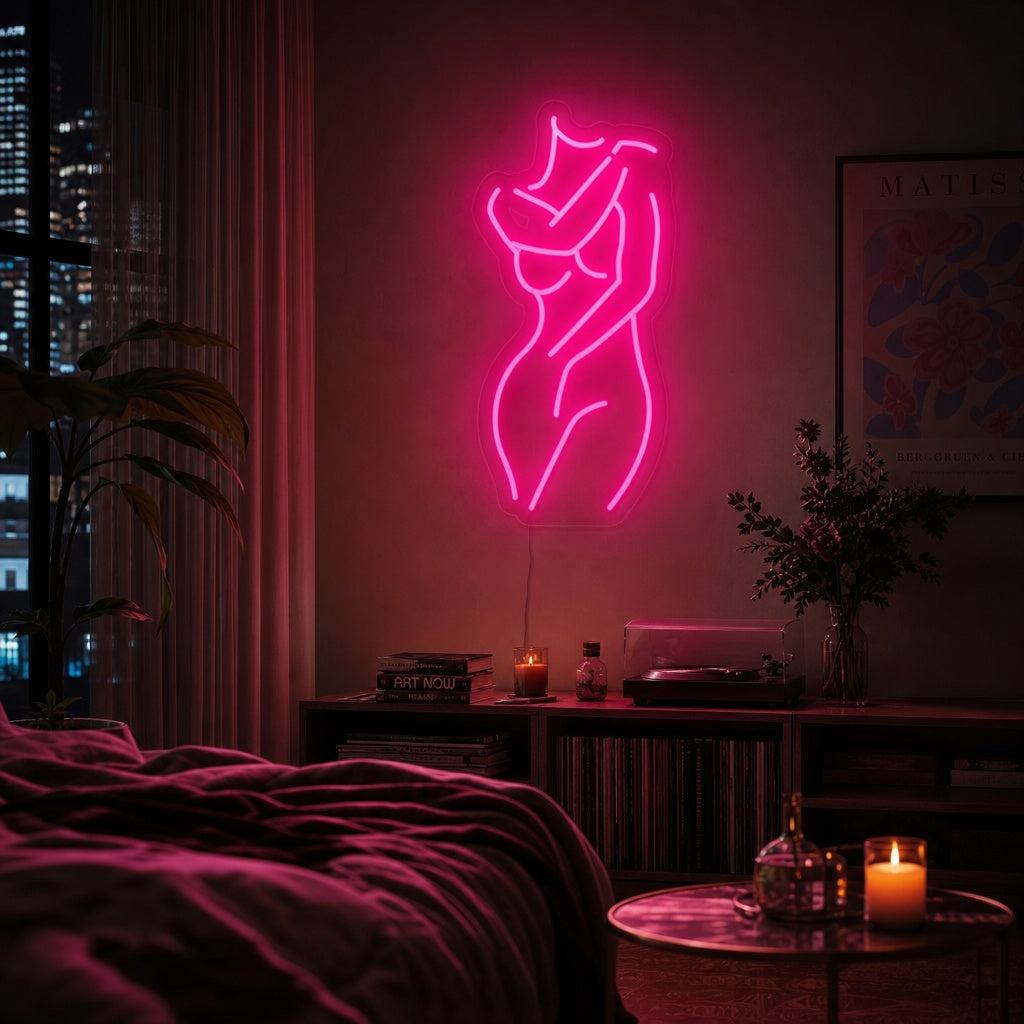 "Silhouette Du Corps De La Fille" Enseigne Lumineuse en Néon