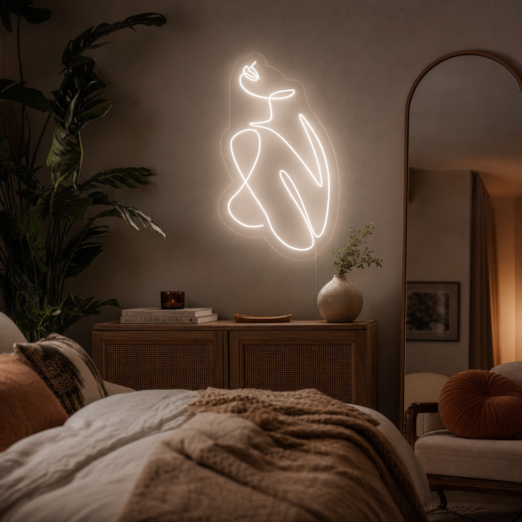 "Silhouette De Fille" Enseigne Lumineuse en Néon