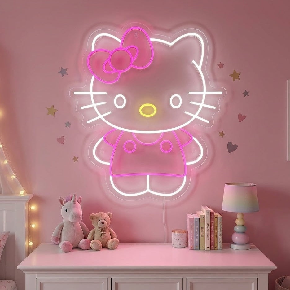 Enseigne néon chat style animation