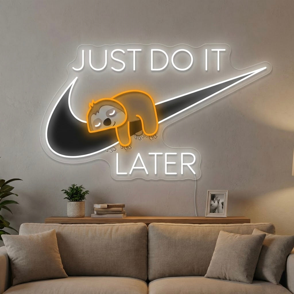 Enseigne néon UV – Paresseux humour décoratif