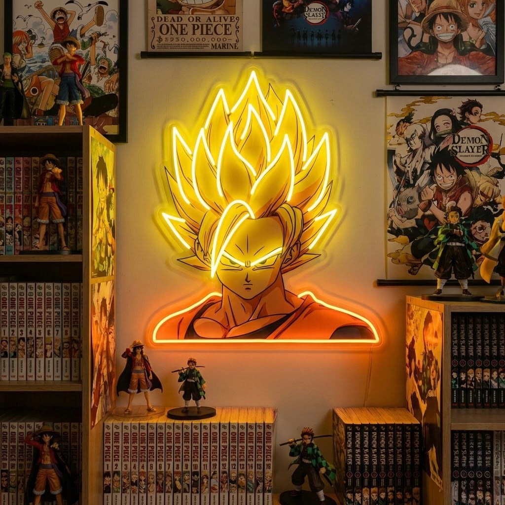 Enseigne néon UV – Guerrier animé style manga