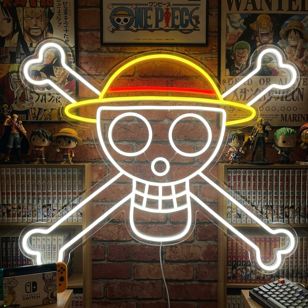 Enseigne néon symbole pirate style animation