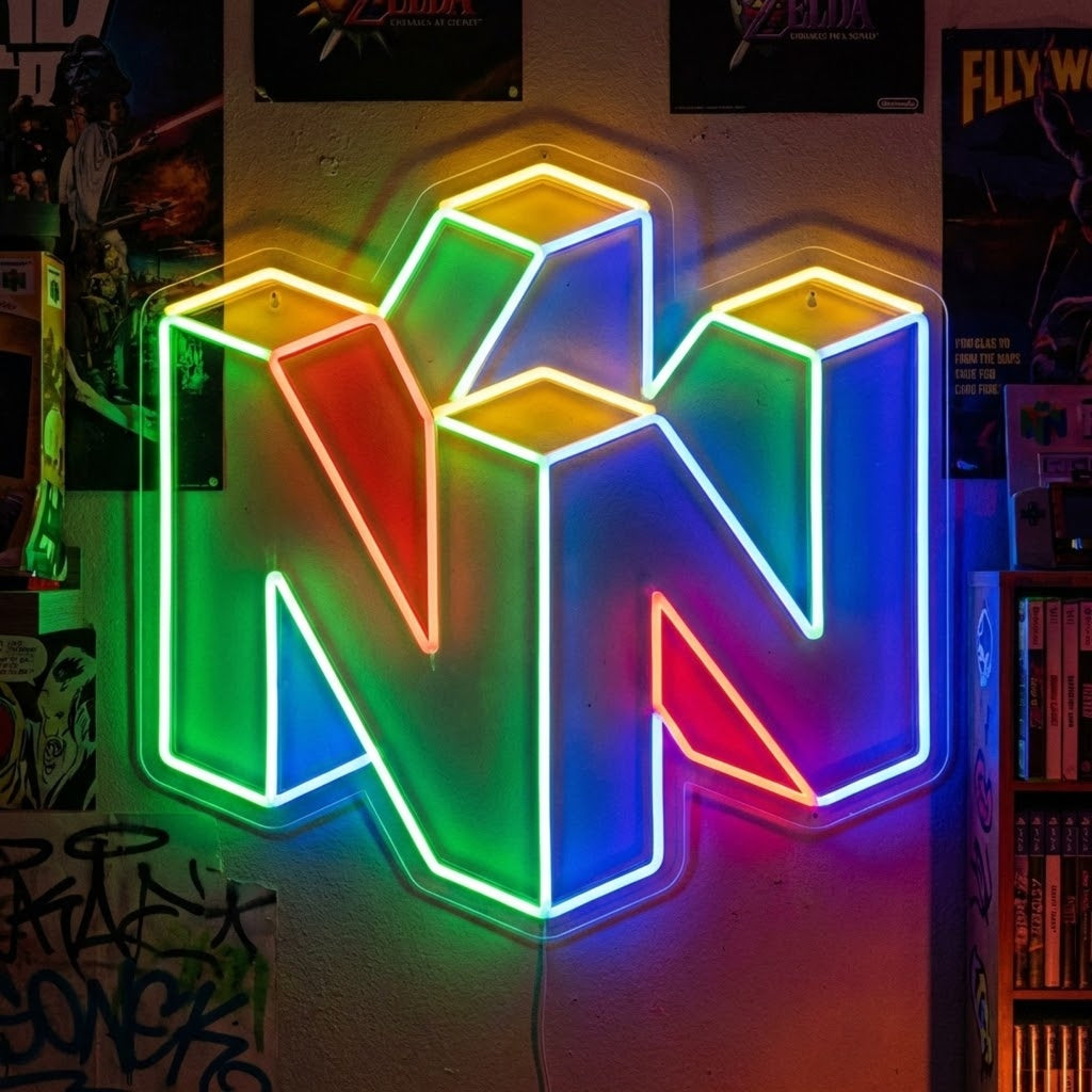 Enseigne néon console de jeu rétro