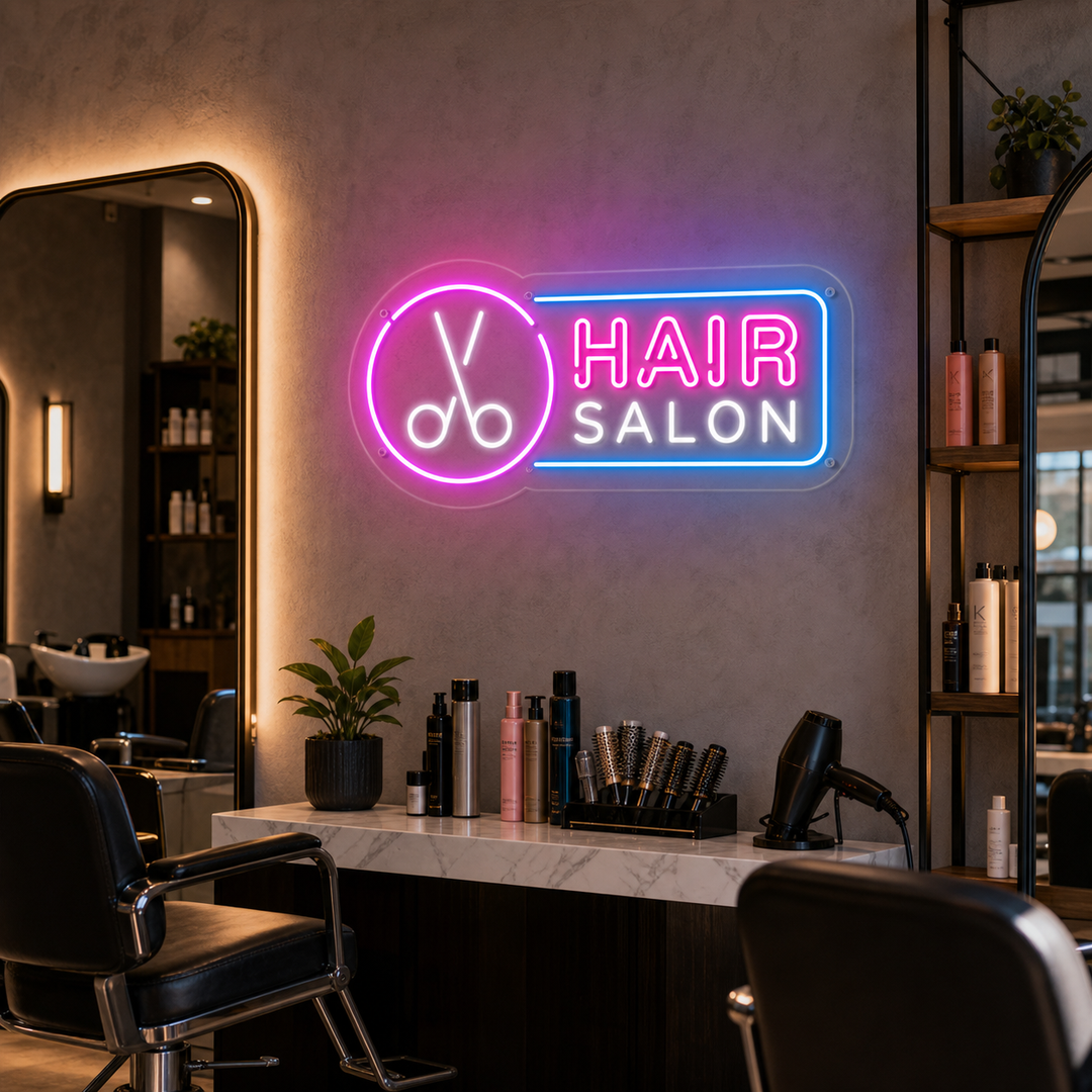 "Hair Salon" Enseigne Lumineuse en Néon