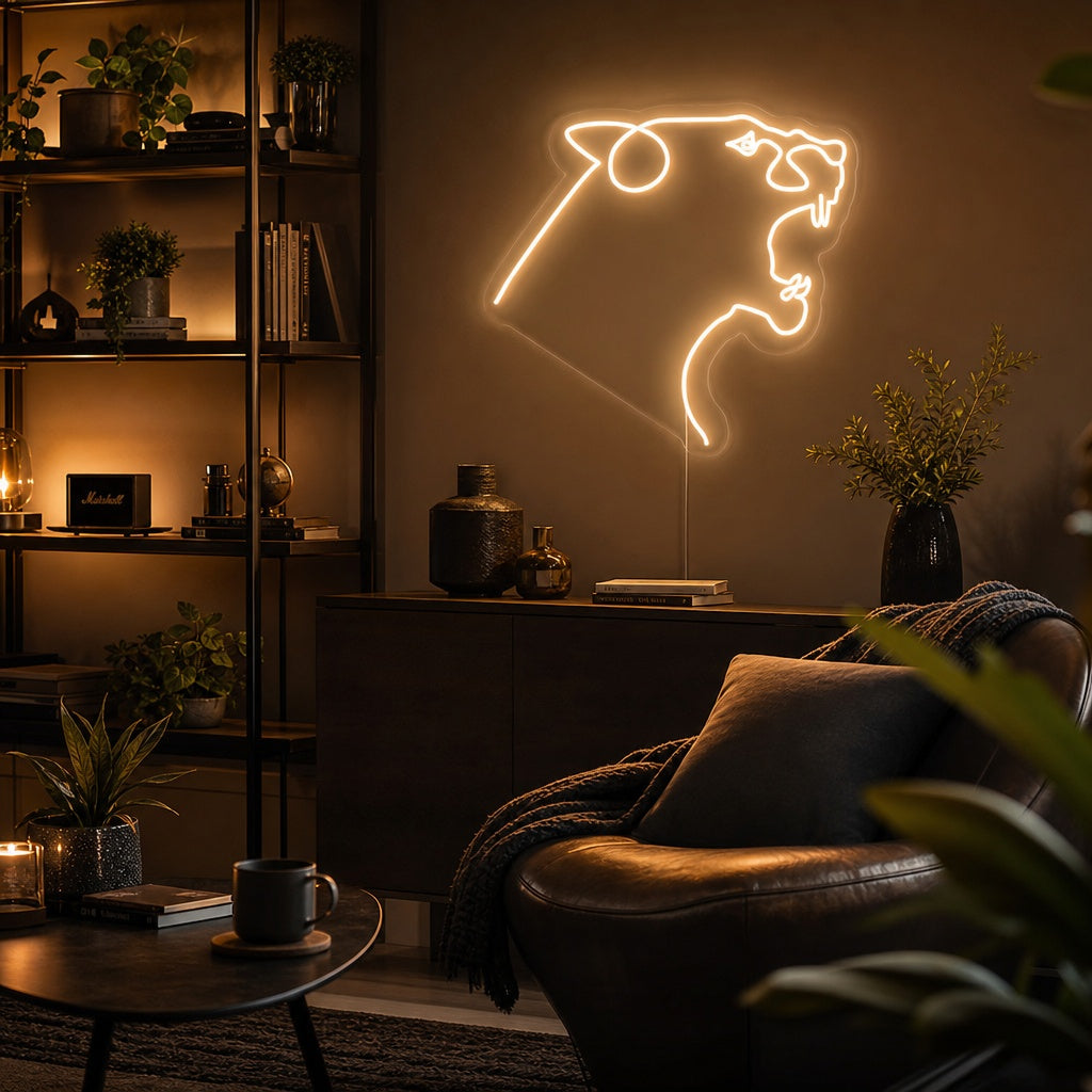 "Tête De Tigre" Enseigne Lumineuse en Néon