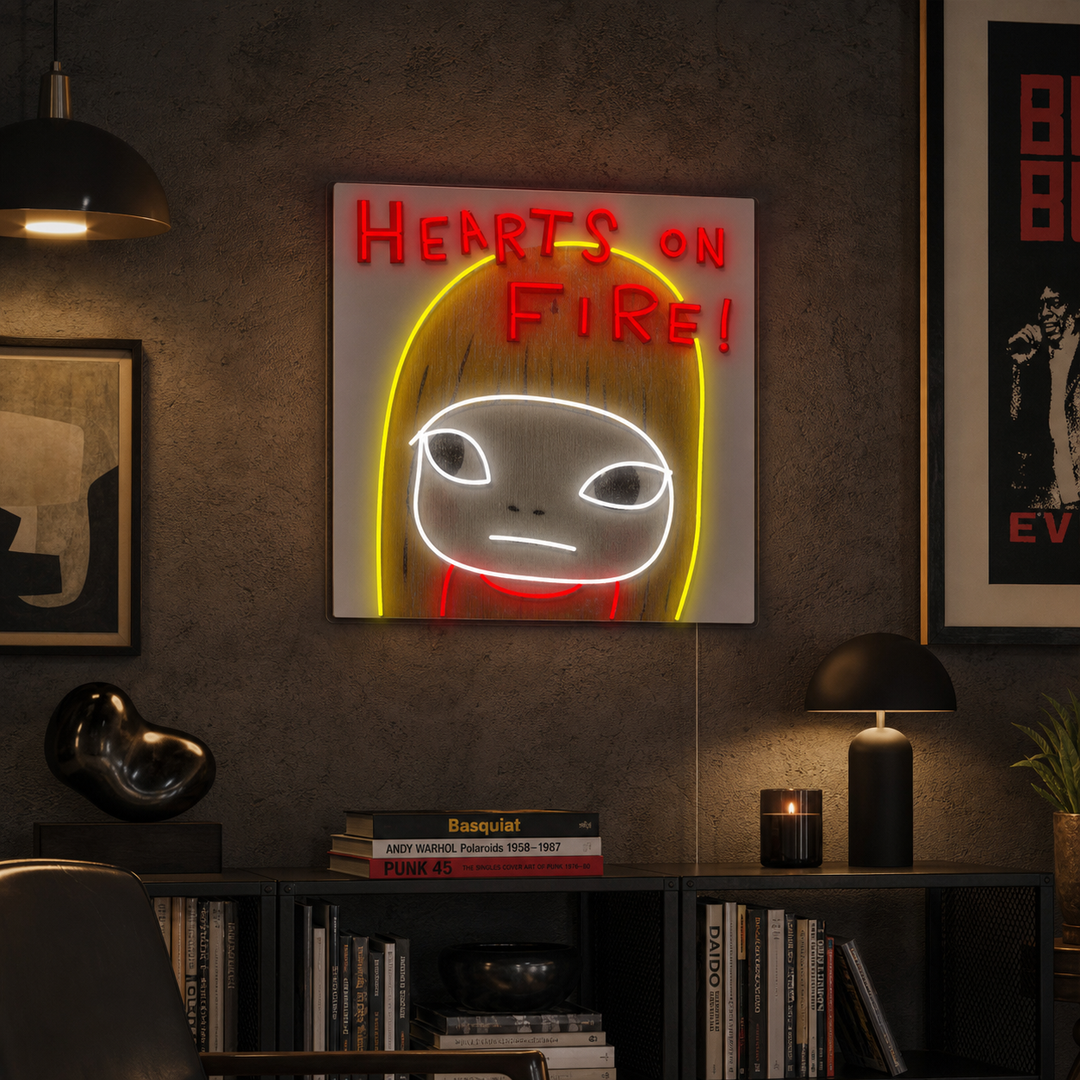 "Hearts On Fire" Enseigne néon LED imprimée UV