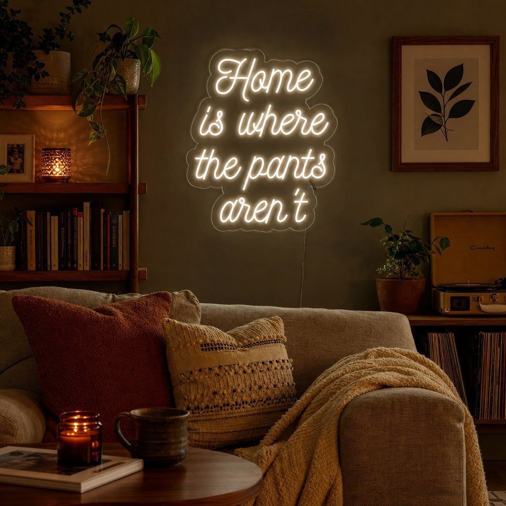"Home is Where The Pants Arent" Enseigne Lumineuse en Néon