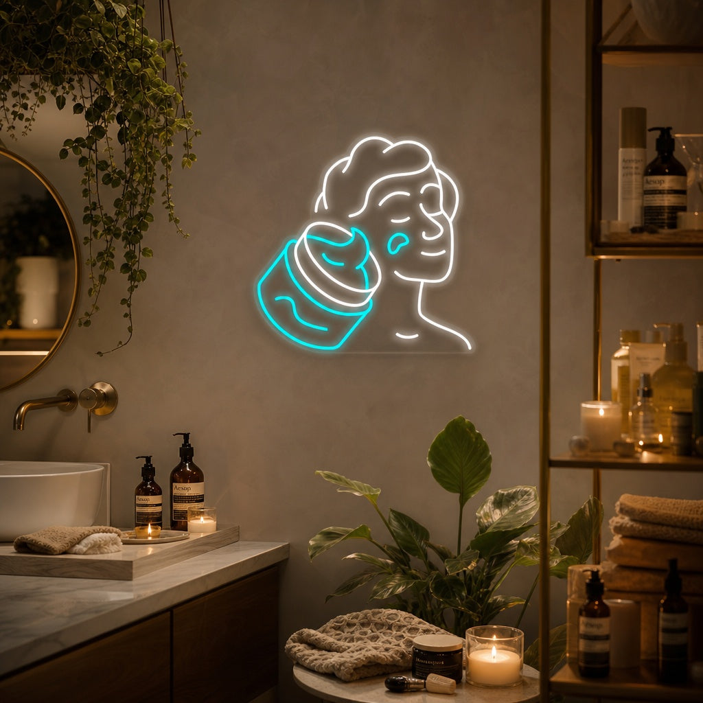"Soins D'Hygiène De La Peau" Enseigne Lumineuse en Néon