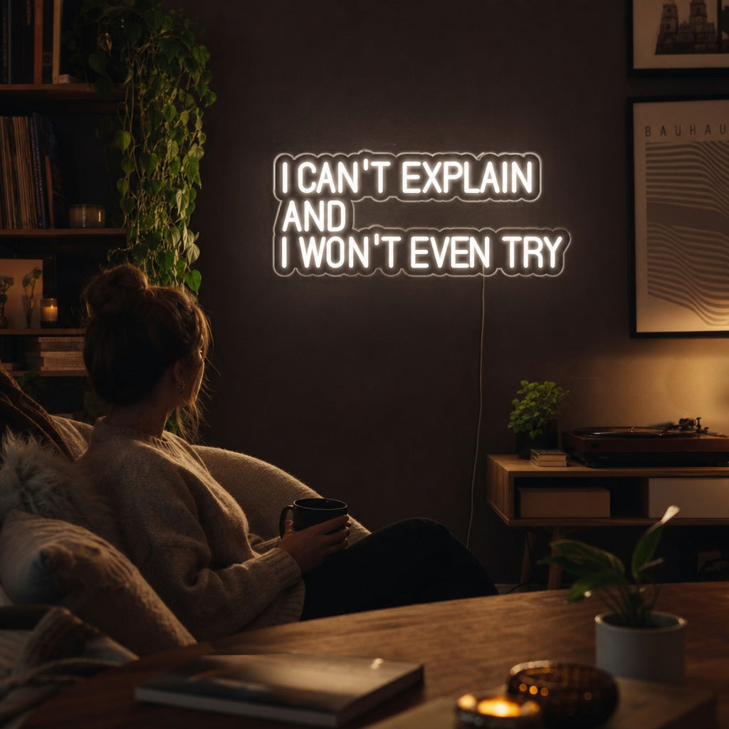 "I Cant Explain And I Wont Even Try" Enseigne Lumineuse en Néon