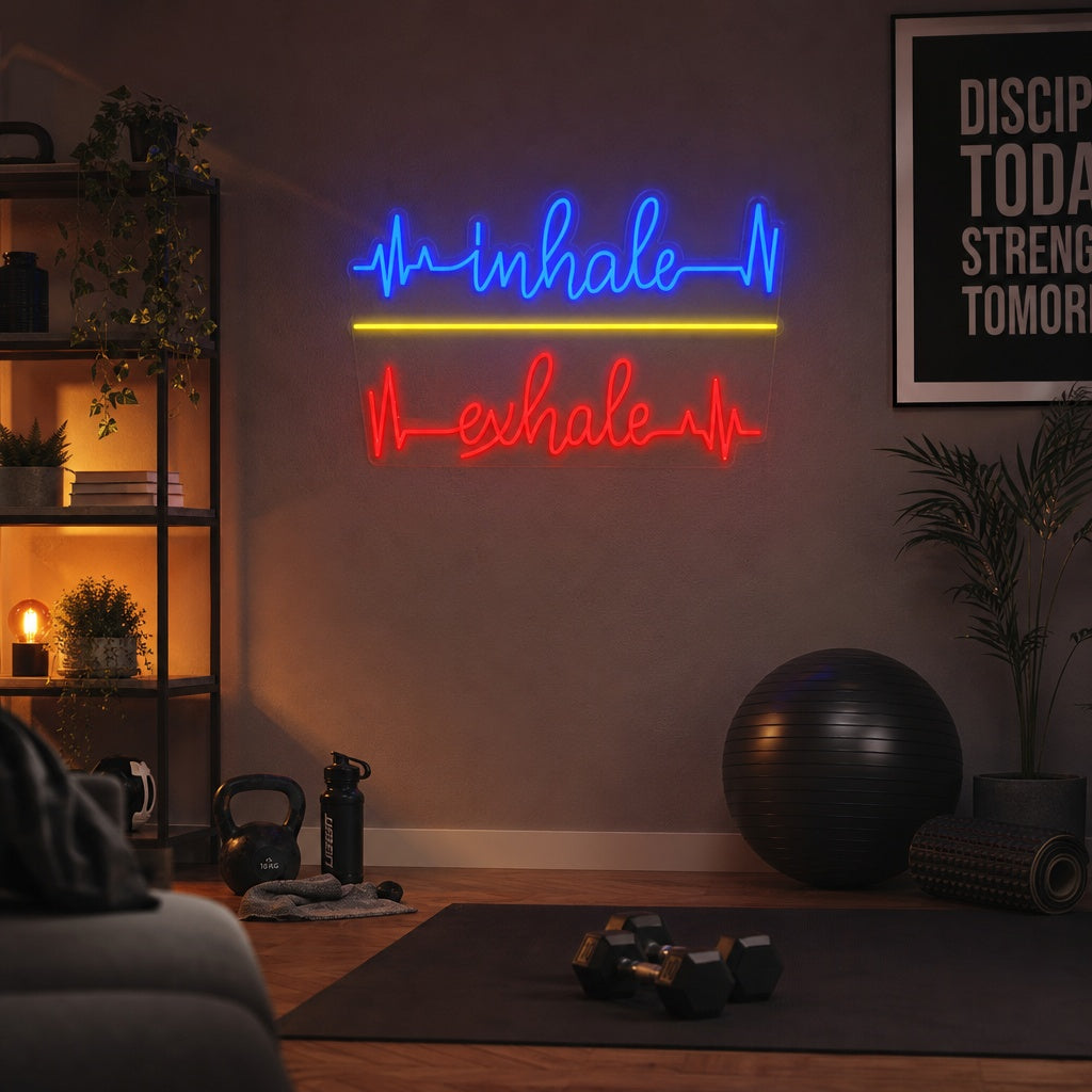 "Inhale Exhale, Battement de cœur" Lumineuse en Néon