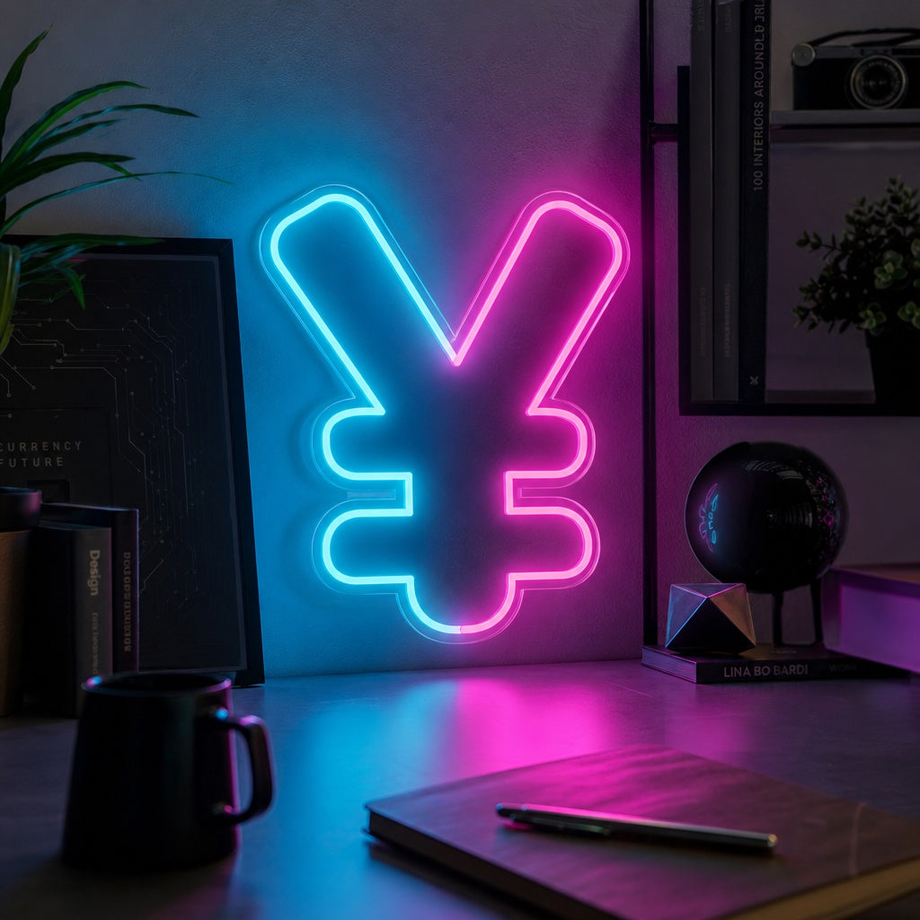 "Symbole Du Yen Japonais" Enseigne Lumineuse en Néon