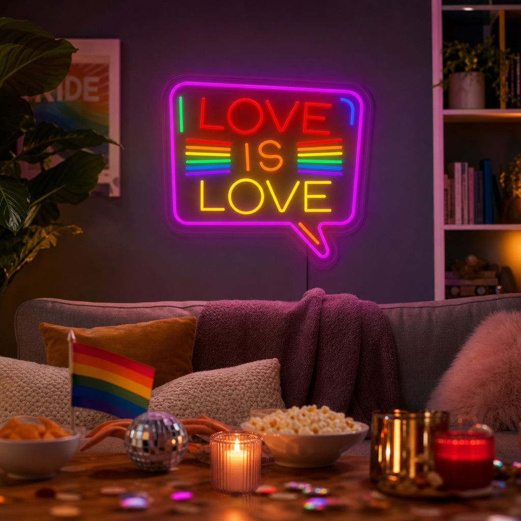 "LGBT LOVE IS LOVE, Arc-en-ciel" Lumineuse en Néon