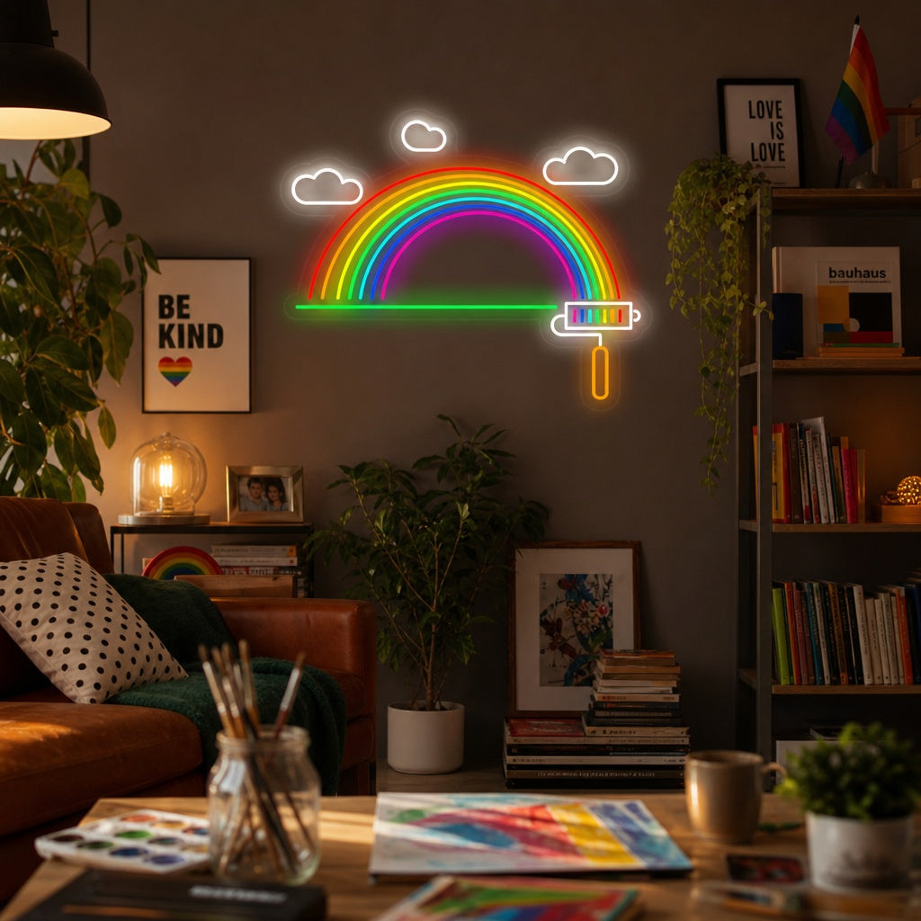 "Drapeau Arc-En-Ciel Fierté Lgbt Unique" Enseigne Lumineuse en Néon