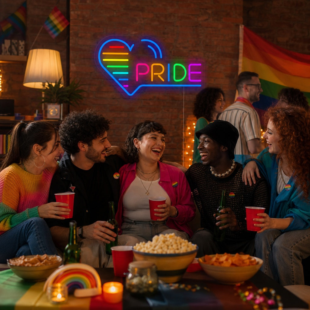 "LGBT, Pride, Cœurs" Lumineuse en Néon