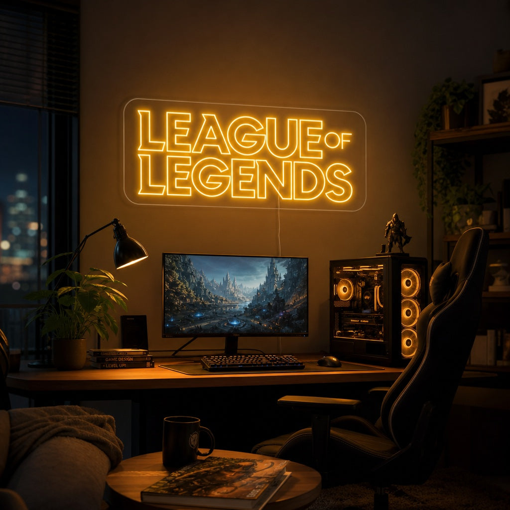 "League of Legends, Décoration De Salle De Jeux" Enseigne Lumineuse en Néon