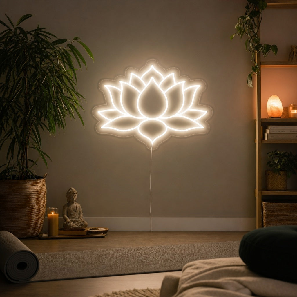 "Fleur De Lotus, Décoration Yoga" Enseigne Lumineuse en Néon
