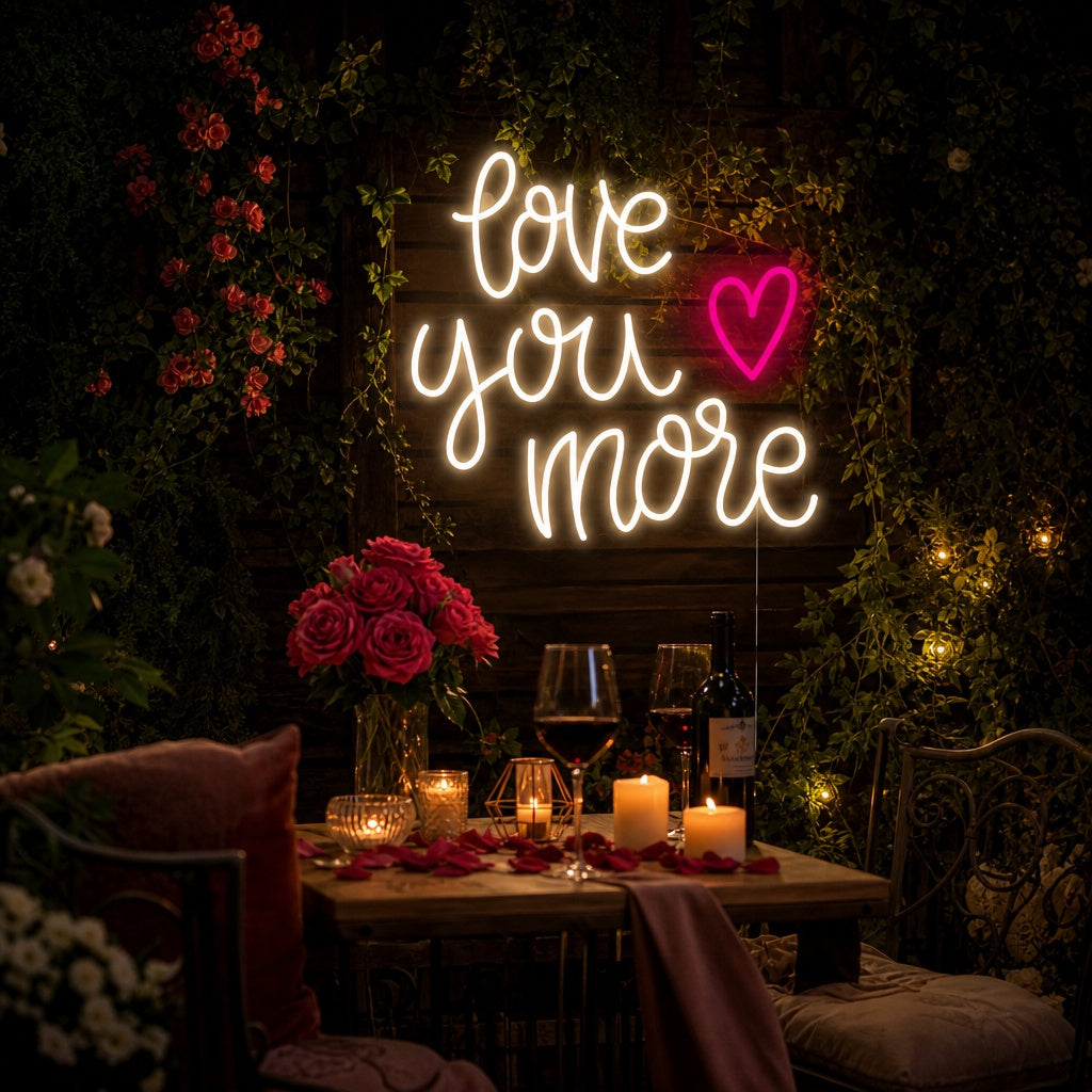 "Love You More Heart" Enseigne Lumineuse en Néon