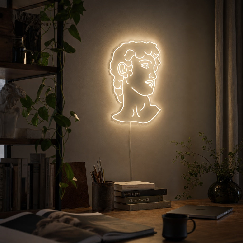 "David De Michel-Ange" Enseigne Lumineuse en Néon