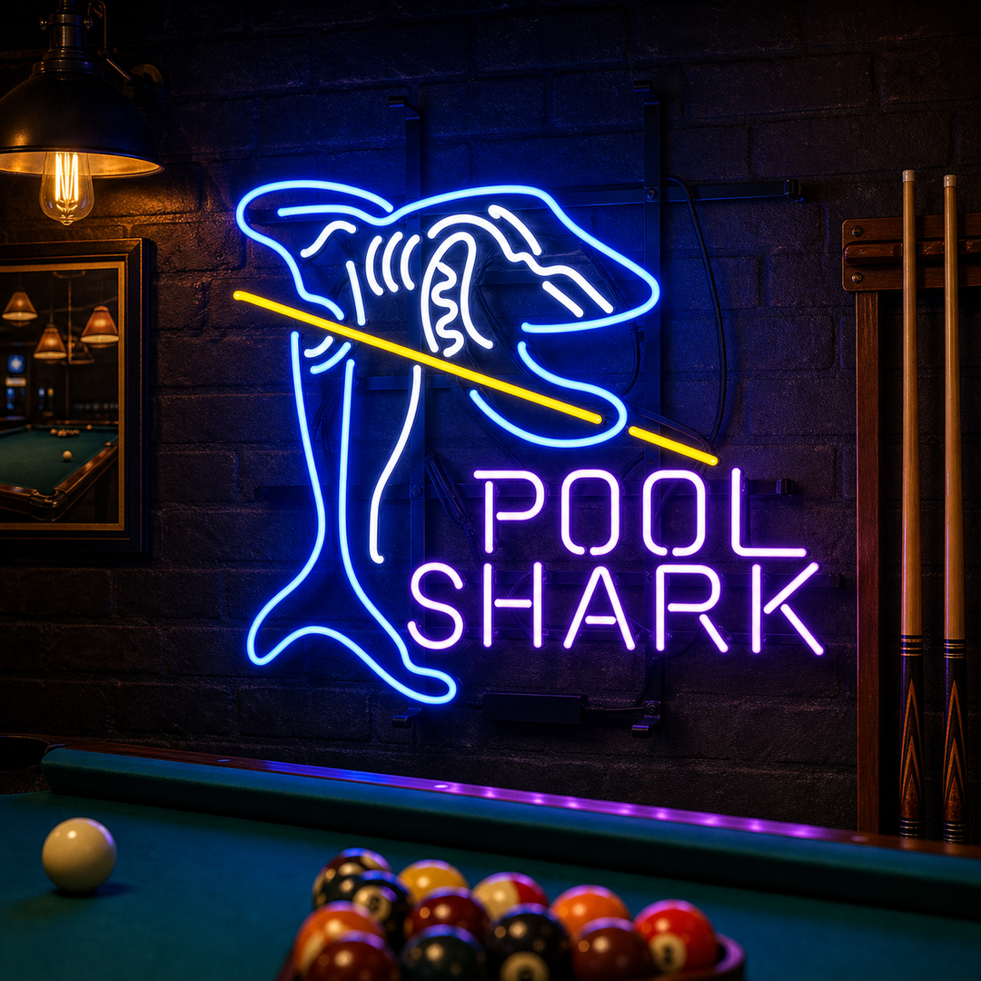 "Pool Shark, Salle De Billard" Enseigne Lumineuse en Néon