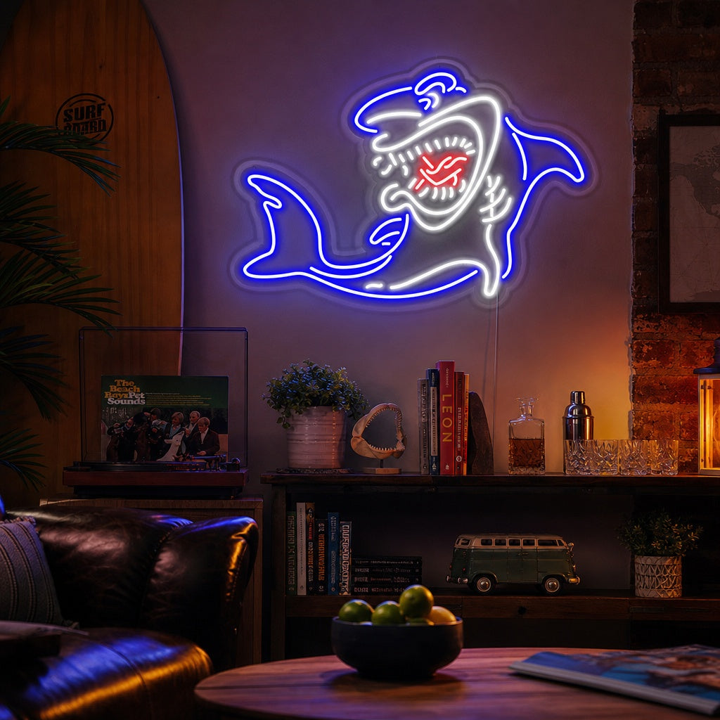 "Requin, Vie Marine, Espèces De Requins" Enseigne Lumineuse en Néon