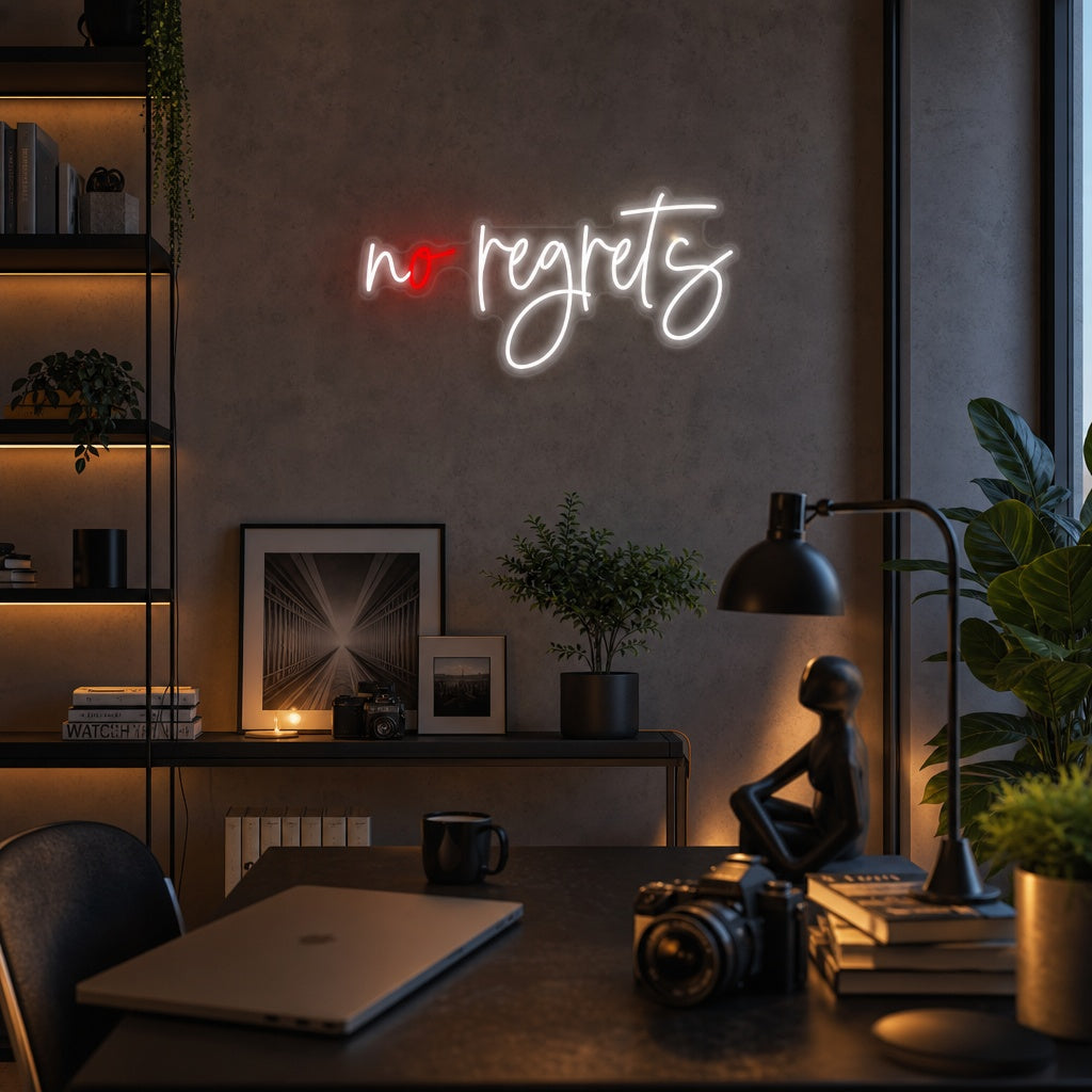 "No Regrets" Enseigne Lumineuse en Néon