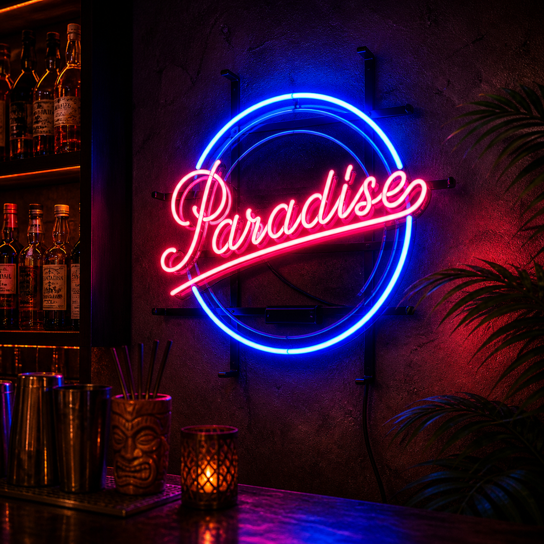 "Bar Du Paradis" Enseigne Lumineuse en Néon
