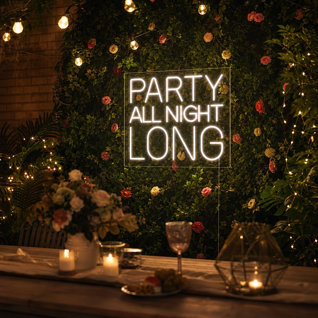 "Party All Night Long" Lumineuse en Néon