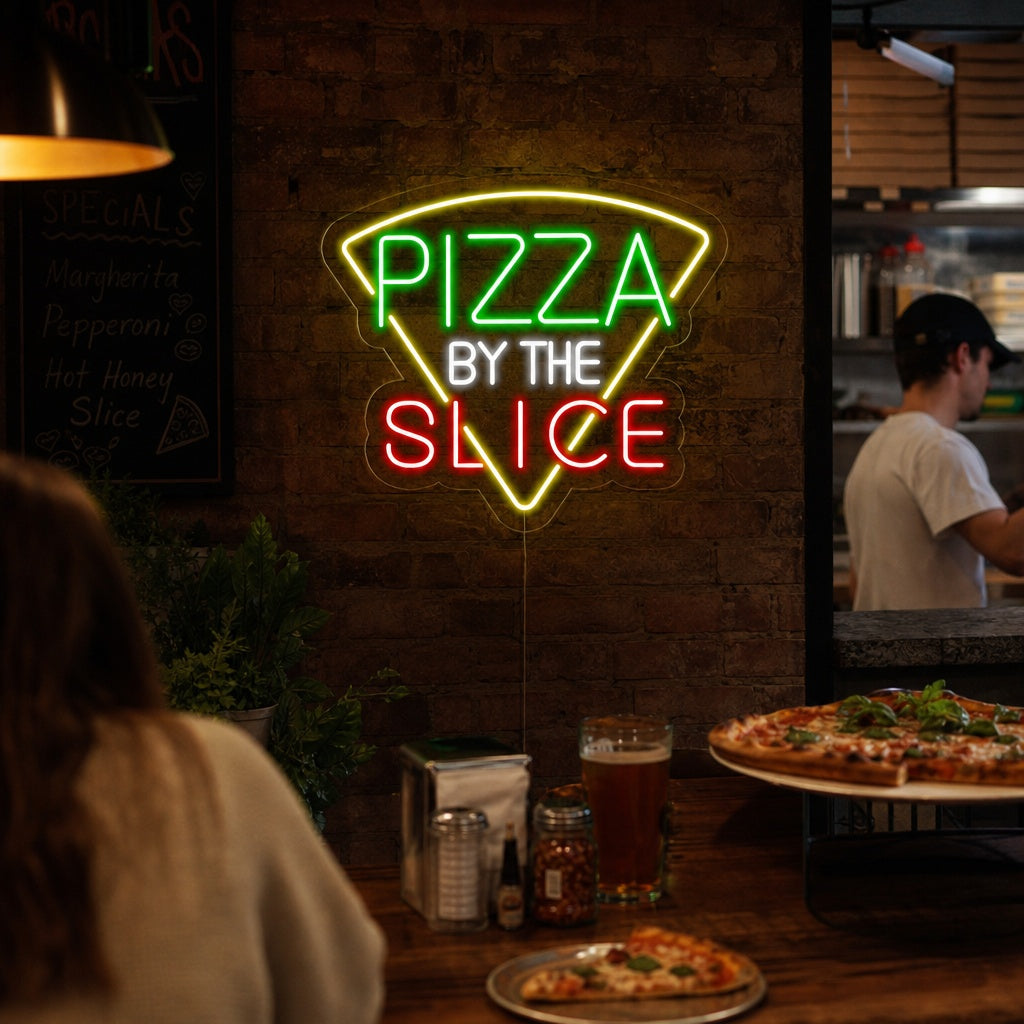 "Pizza By The Slice" Enseigne Lumineuse en Néon
