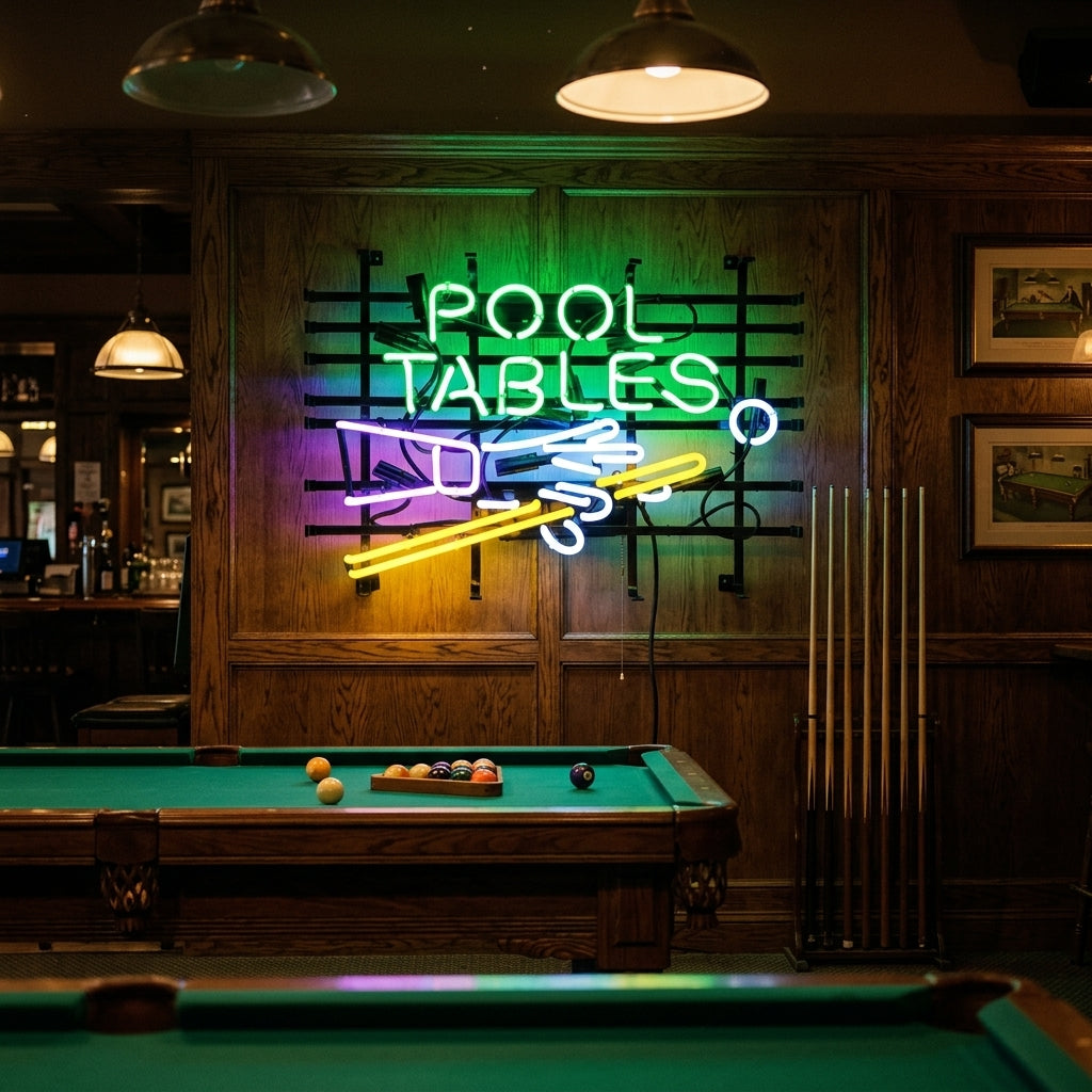 "Pool Tables, Billard" Enseigne Lumineuse en Néon
