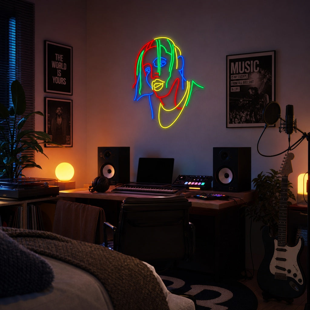 "Musique Pop Rappeur Chanteur" Enseigne Lumineuse en Néon