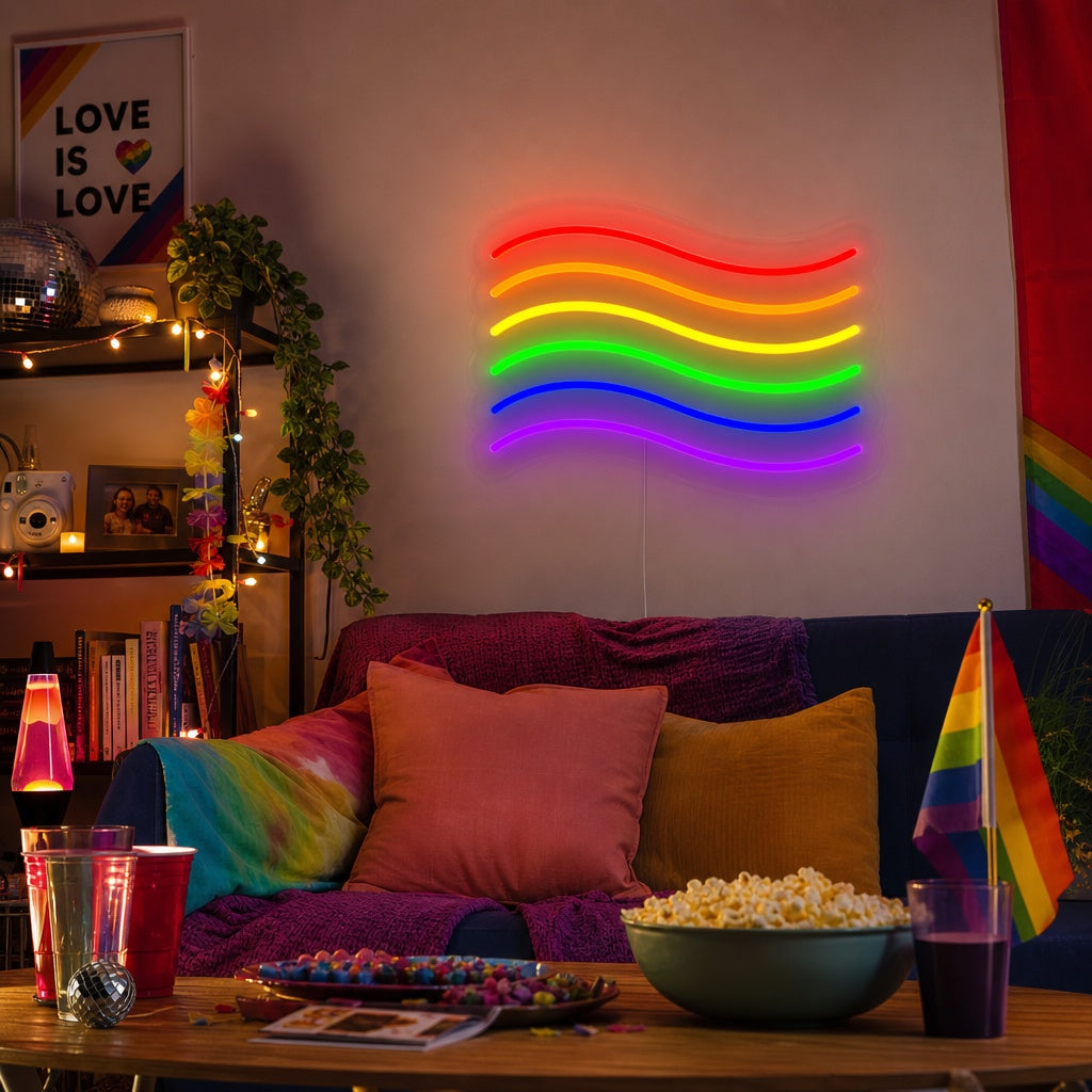 "Drapeau Arc-En-Ciel Fierté Lgbt Unique" Enseigne Lumineuse en Néon
