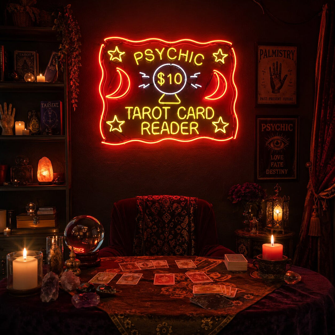 "Psychic Tarot Card Reader" Enseigne Lumineuse en Néon