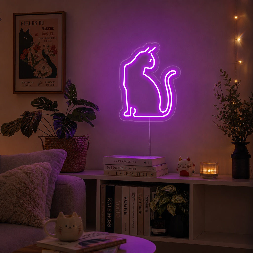 "Chaton, Félins, Chats Domestiques" Enseigne Lumineuse en Néon
