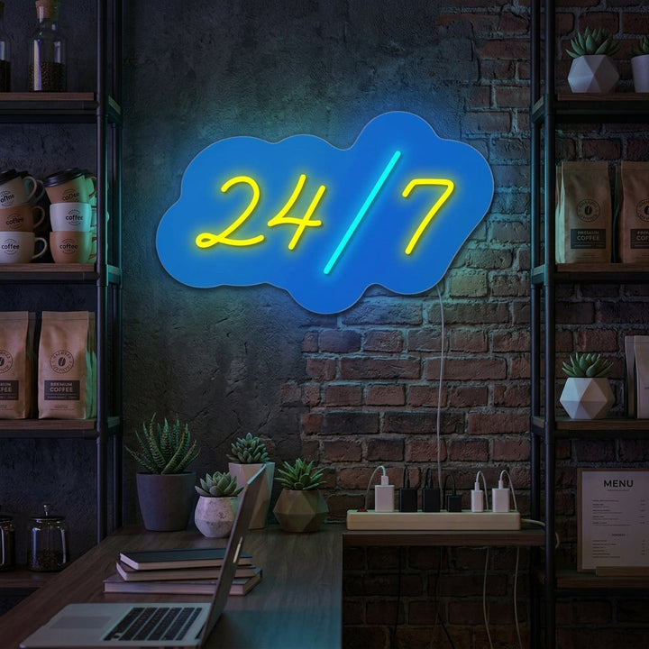 "Open 24/7" Enseigne néon