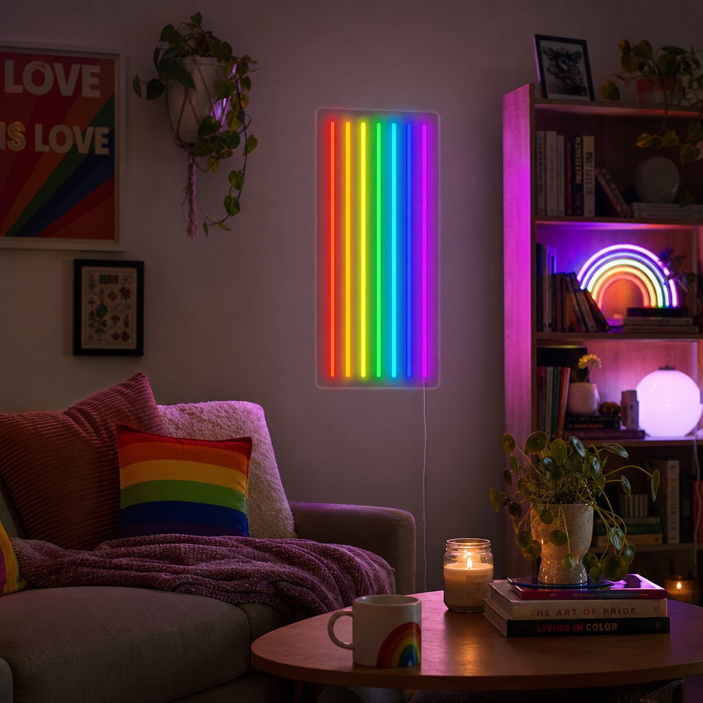 "Drapeau Arc-En-Ciel Fierté Lgbt Unique" Enseigne Lumineuse en Néon