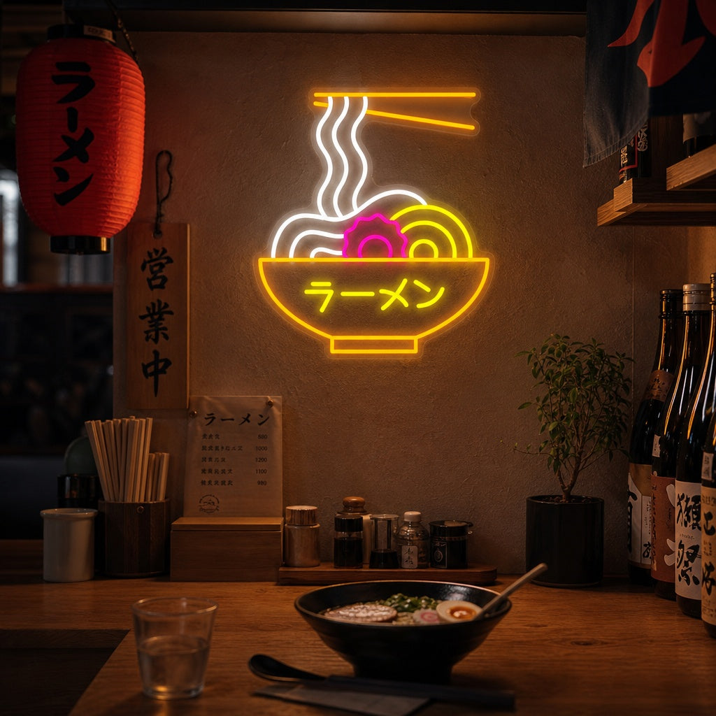 Ramen Nouilles japonaises Enseigne néon, Décoration de restaurant japonais